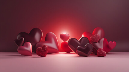 Passionate Love Hearts Arrangement Dark Red Spotlight