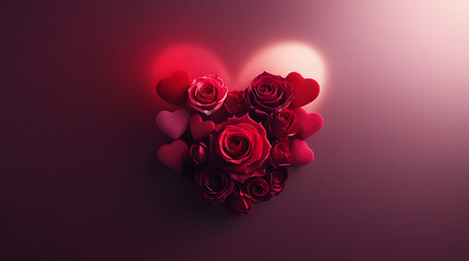 Passionate Red Rose Heart Bouquet Dark Velvet Mood