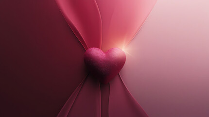 Luxurious Glittering Magenta Heart Wrapped in Silky Ribbon