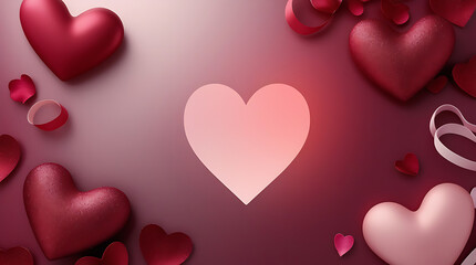 Glowing Pink Heart Surrounded by Glittering Valentines Decor