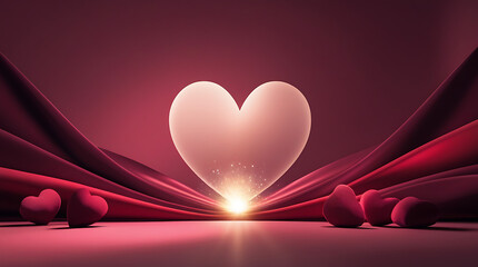 Glowing Heart Stage Romance Dramatic Love Display