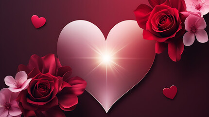 Elegant Crimson Roses Love Heart Bright Flare