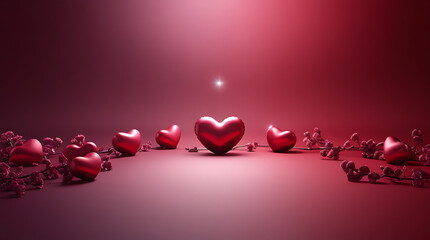 Dramatic Red Love Hearts Valentines Day Design Stage