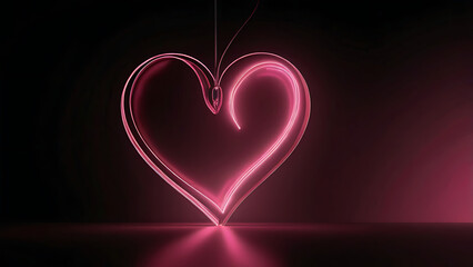 Dramatic Magenta Neon Love Light Reflection