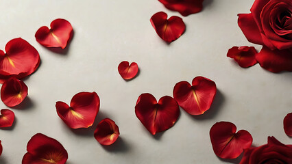 Deep Red Petal Hearts Arrangement Romance Background
