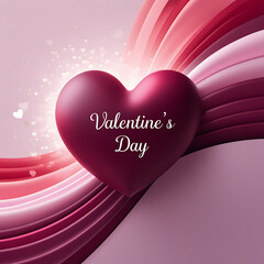 Deep Pink Heart Greeting Card Design Wavy Abstract Background