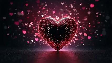 Deep Red Crystal Heart Dramatic Love Sparkle Scene