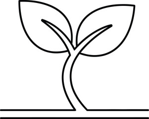 Simple line drawing of a young plant