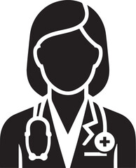 Female Doctor Icon with Stethoscope