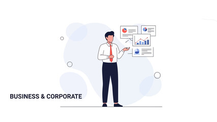 Businessman Presenting Financial Charts and Data Analytics