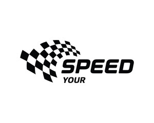 Your speed abstract graphic design with checkered flag and bold typography for racing concept