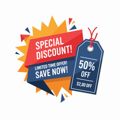 Graphic label discount sale tag use for shopping offer graphic design.