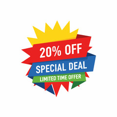 Offer price special discount illustration tag design.