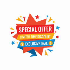 Discount banner shape. Special offer badge. Sale coupon bubble icon