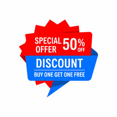 Discount banner shape. Special offer badge. Sale coupon bubble icon