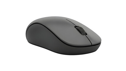 Wireless computer mouse, ergonomic design, dark gray color, isolated on transparent background
