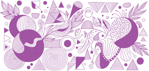 Fototapeta premium Vibrant purple abstract art with geometric patterns and shapes