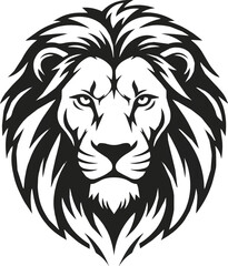 Fototapeta premium Created on Stylized lion head silhouette with bold features and flowing mane for tattoo logo and emblem design vector art of white background