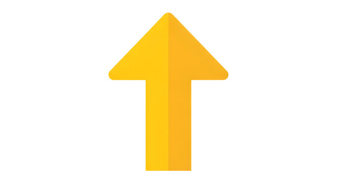 Yellow upward arrow icon isolated on transparent background for navigation and direction