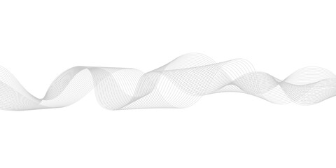 Fototapeta premium smooth white satin ribbon flows in a graceful wave across a white background, creating a minimalist light pattern with an elegant swirl of motion and soft texture.