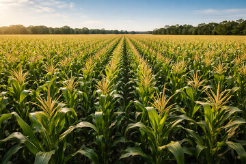 corn field with blue sky