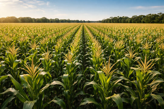 corn field with blue sky