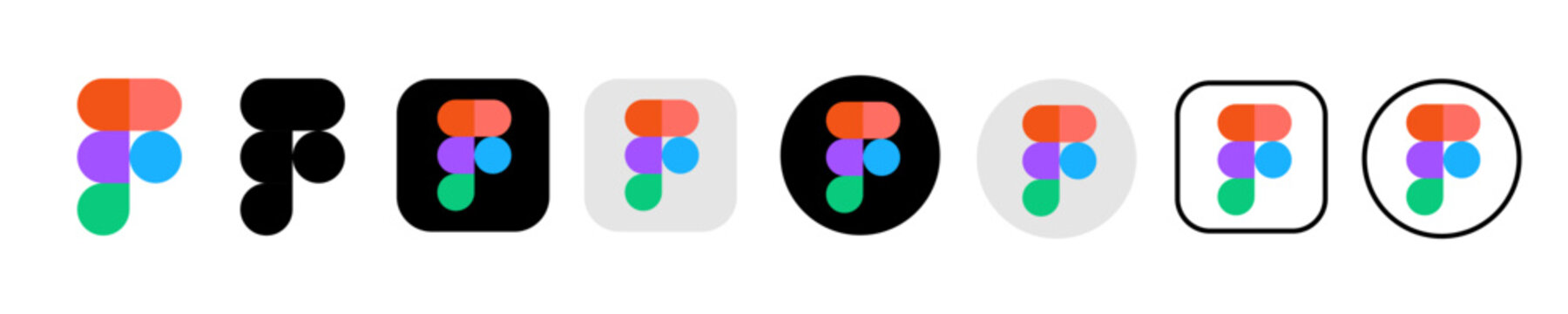 Figma logo icon set, vector online interface development and prototyping service with the possibility of organizing collaboration - vector