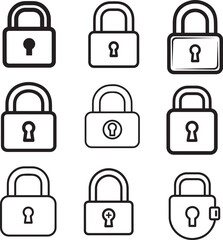 Secure Padlock and Safety Lock Vector Icon Set
