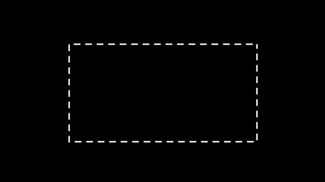 rectangle animation with dashes on transparent background. rectangle with dashes animation. smooth rectangle video with alpha channel in 4k
