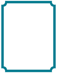 Obraz premium Teal decorative rectangular frame with curved corners, modern border for poster, artwork or invitation design