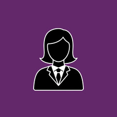 Businesswoman Icon on Purple Background 1.