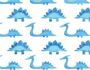 Blue cartoon dinosaur poses set with stegosaurus and long neck reptiles in flat vector style isolated on white background © Sumon Creative