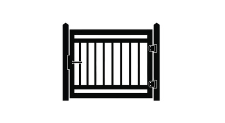 A simple black and white illustration of a closed garden gate