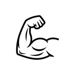 Strong arm muscle illustration a black and white line drawing