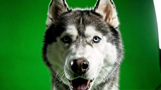 Husky Dog with Green Background, Isolated Vector Illustration