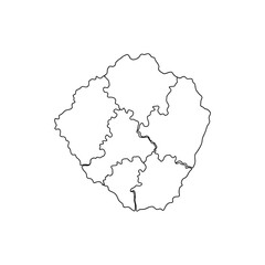 Obraz premium Leicestershire Map with Administrative Districts