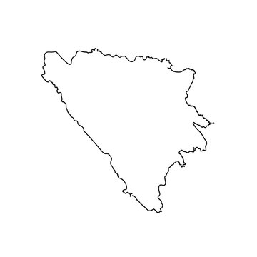 Bosnia and Herzegovina Map Vector Outline - Balkan Country Silhouette