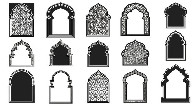 Islamic Arch Collection. Arabic Style Windows.