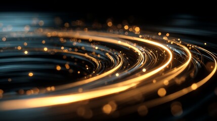 Fototapeta premium Luminous Spirals of Light with Twisting Trails of Speed and Motion in a Tech-inspired Abstract Background