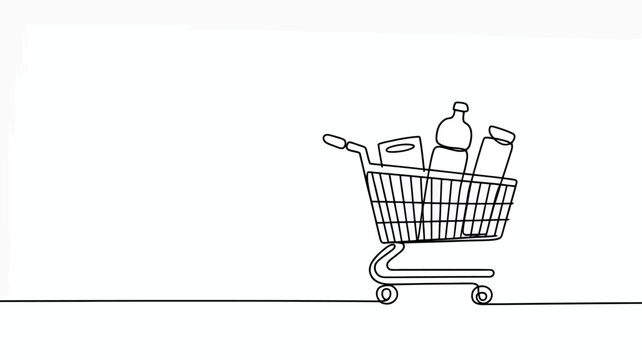 Shopping cart with groceries