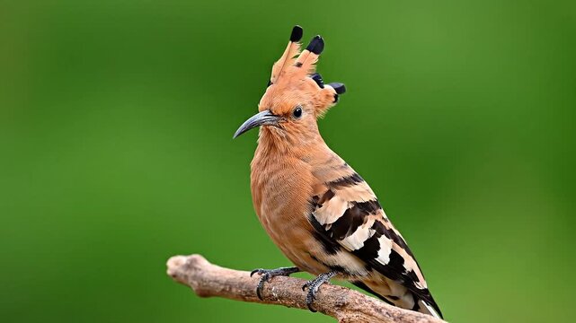A striking upupa epops also known as the hoopoe perches on a branch