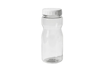 Clear plastic bottle with white cap, perfect for beverages or storage