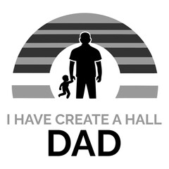Dad and child silhouette with rainbow graphic father