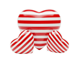 Obraz premium Striped hearts decoration isolated on transparent background
