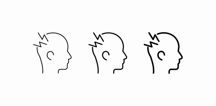 head brain pain icon sign vector
