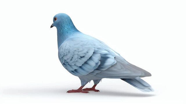 Beautiful blue pigeon standing on a white surface.