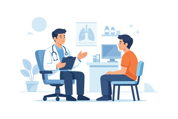 Doctor with patient - flat vector illustration
