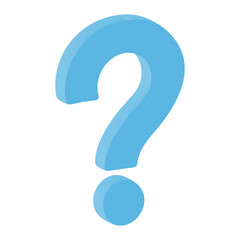 3D Question Mark Icon in Blue Color for Help, Information, Support, UI UX and Website Interface Design &ndash; Transparent Background