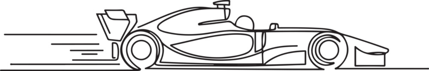 Fototapeta premium formula racing car fast sport line art. one line Art icon drawing vector
