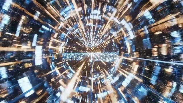 Futuristic Technology Background with Glowing Lines and Orbs, Sci- Fi Visuals, Neon Lights